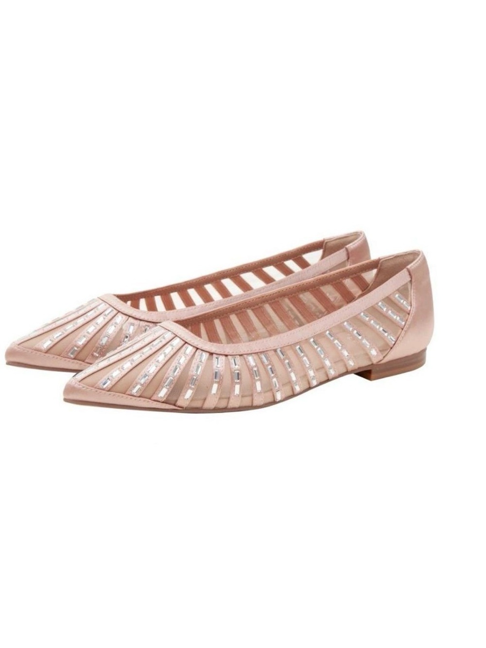 NIB Linea Paolo Noelle Blush Satin Flat with Crystals